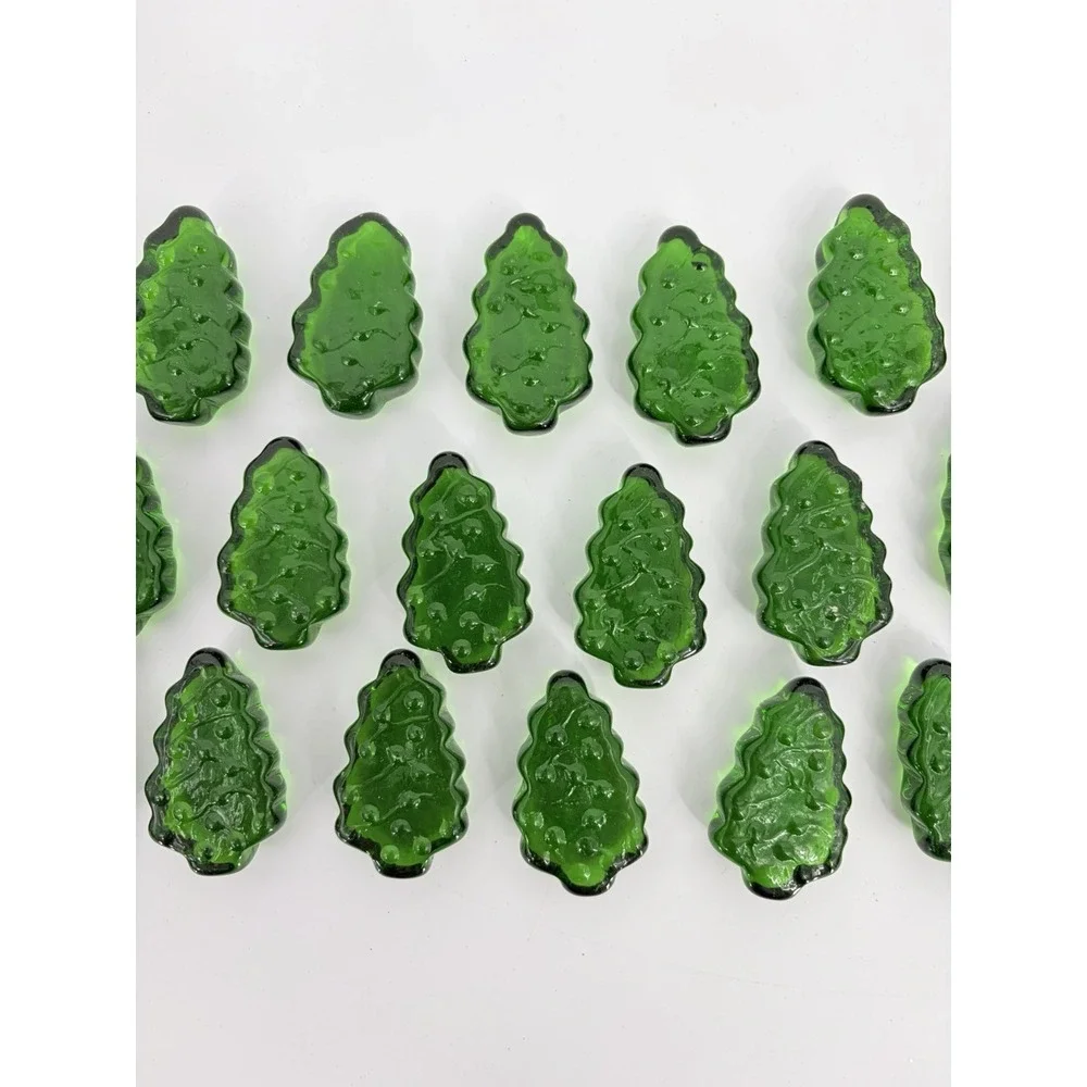 Green Glass Hard Candies Christmas Trees Lot of 26 Rare Bowl Vase Fillers